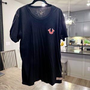 True Religion Black Tee with Yellow Graphic Logo